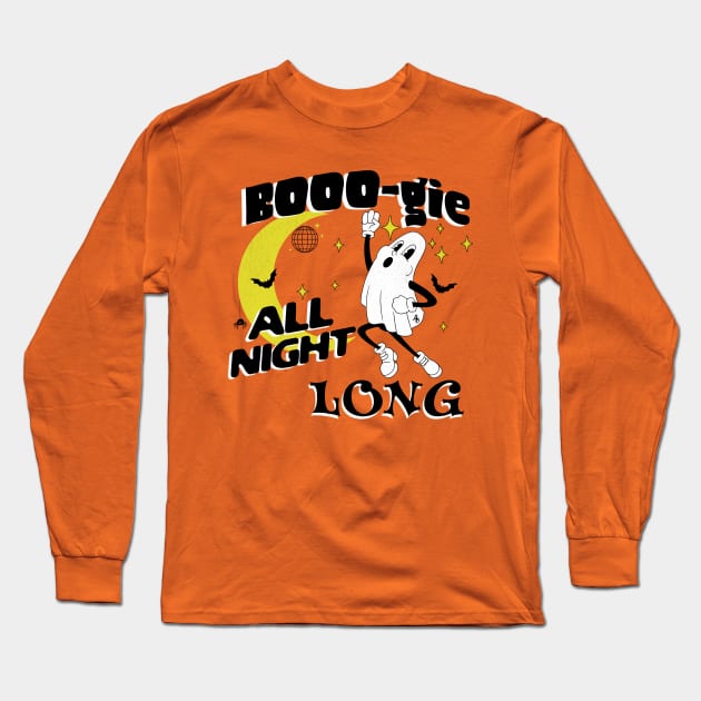 Dancing Boo Halloween Ghost Long Sleeve T-Shirt by anarchyunion